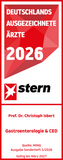 Siegel Stern Deutschlands ausgezeichnete Ärzte 2025, Gastroenterologie & CED, Prof. Dr. med. Christoph Isbert, Qualität und Sicherheit, Allgemein-, Viszeral- und koloproktologische Chirurgie, Evangelisches Amalie Sieveking Krankenhaus